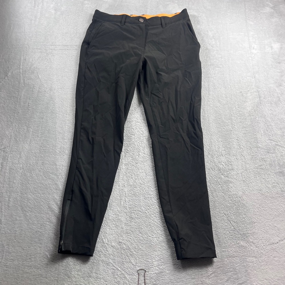 Macade Golf Mens Slim Fit Trousers Black Orange Waistband Ankle Zip Size 38R